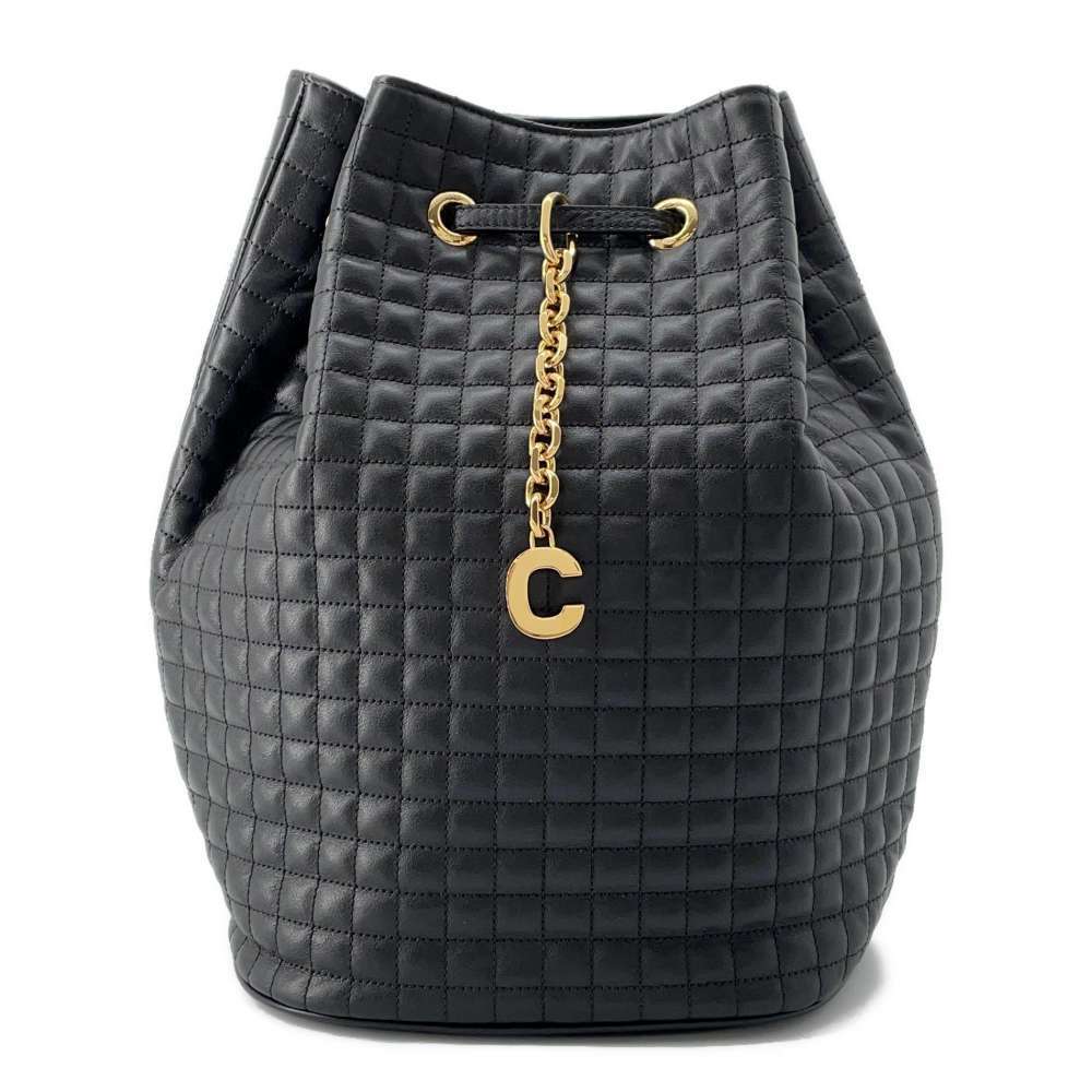 Celine Backpack Rucksack Daypack Charm Leather Bag Black
